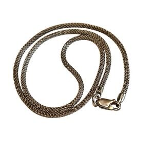 Vintage Sterling Silver Mesh Chain Necklace 16" Silver Italy 925 Lobster Clasp